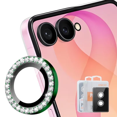  HAT PRINCE for Samsung Galaxy Z Flip8 Camera Lens Protector ENKAY  Rhinestone Decor Rear Lens Film - Dark Green