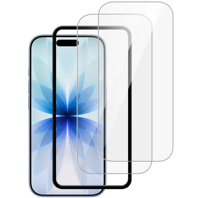2 szt. folia ochronna na cały ekran do iPhone'a 15 Pro, przezroczysta folia z wysokotwardościowego szkła krzemowo-aluminiowego HD, twardość 9H z folią pozycjonującą - przezroczysta