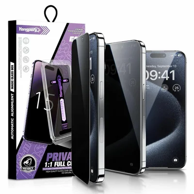 YONGPOLY para iPhone 18 Pro Proteção de Ecrã Completa Anti-Espionagem com Remoção Automática de Poeira em Vidro Temperado