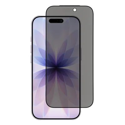 Ochrona ekranu przeciwko podsłuchowi dla iPhone'a 18, folia z wysokim zawartością szkła aluminiowo-krzemowego z jedwabnym nadrukiem - Czarny