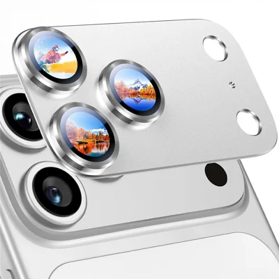 RURIHAI для iPhone 18 Pro Max Защита для камеры из высокопрочного алюмосиликатного стекла Антибликовое покрытие Матовая броня Полная защита объектива - Серебро