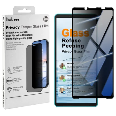 IMAK para Sony Xperia 10 VIII / Sony Xperia 10 VII Proteção de Vidro Temperado Anti-Espião Cobertura Total - Borda Preta