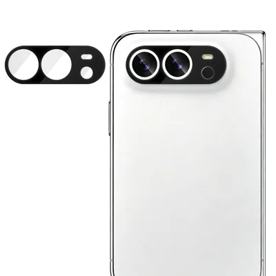 Protecteur de lentille caméra intégral pour iPhone Fold avec impression soie HD, antihumeurs, verre trempé AR - Noir