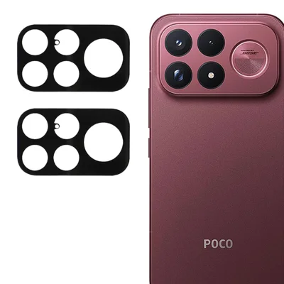 2 pièces pour Xiaomi Poco F9 Ultra 5G / Redmi K100 Pro Max 5G Protecteur d'objectif caméra Verre trempé 2.5D avec bord incurvé et impression soyeuse Protection complète arrière - Noir