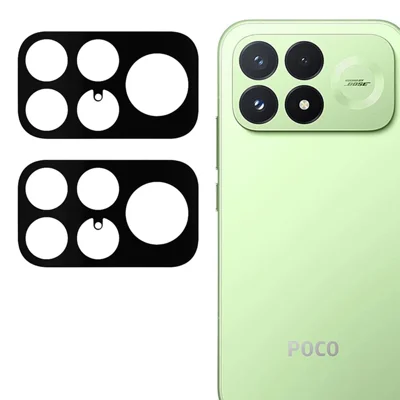 2Pcs For Xiaomi Poco F9 Pro 5G / Redmi K100 Pro 5G (China) Camera Lens Protector 2.5D Arc Edge Silk Printing Tempered Glass Full Coverage Rear Lens Film - Black