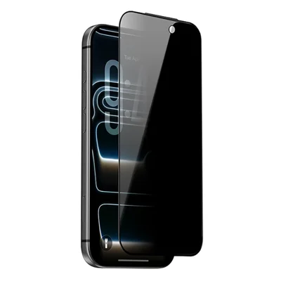 Для iPhone 18 Pro Max ZGA Антишпионская защита экрана 3D Полное покрытие Антистатическое стекло с высоким содержанием алюминия и кремния - Черный