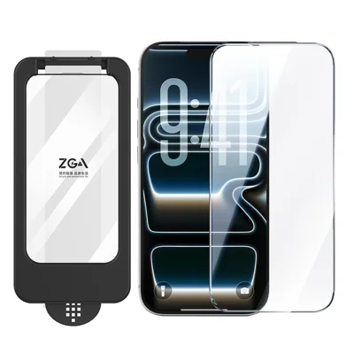 ZGA for iPhone 18 Pro Screen Protector 3D Full Coverage 0.33mm 9H High Aluminum-silicon Glass Film with Installation Tool - Transparent with Black Edge