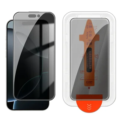 För iPhone 16 Pro Max sekretessskärmskydd 28 graders sidotryck med hög aluminium-siliciumglasfilm med automatisk dammavlägsnande installation - Svart