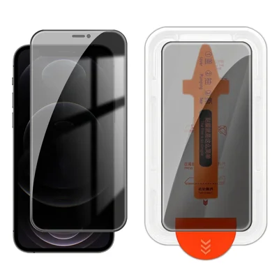 Protettore per Schermo Privacy per iPhone 12 Pro Max, 28 Gradi, Stampa Seta, Pellicola in Vetro di Alluminio-Silicio Alta, con Installazione Automatica Anti-Polvere - Nero