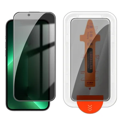  For iPhone 13 Pro Max Privacy Screen Protector 28 Degree Silk Printing High Aluminium-silicon Glass Film with Auto Dust-Elimination Installation - Black