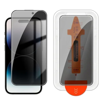  Voor iPhone 14 Pro Max Privacy Screen Protector 28 Graden Zijdeprint Hoge Aluminium-siliciumglasfolie met Automatische Stofvrijmaak Installatie - Zwart