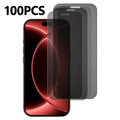 100 قطعة لجهاز iPhone 18 Pro Max واقي شاشة خاصية حماية من التلصص زجاج مقوى 180 درجة واقي كامل للشاشة - أسود