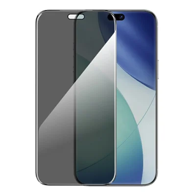KEEPHONE 3D TITANCORE PRIVACY Serie til iPhone 18 Pro 20-graders Privatlivsbeskyttelse Fuld Skærmværn Anti-fingeraftryk Film af Lithium Aluminium-silicium Glas - Sort