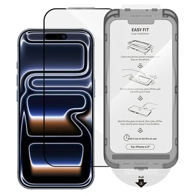 KEEPHONE EASY FIT-serie til iPhone 18 Pro Max / 17 Pro Max HD fuldskærmsskytte 9H høj aluminium-silicium glasfilm med applikationsværktøj - Transparent