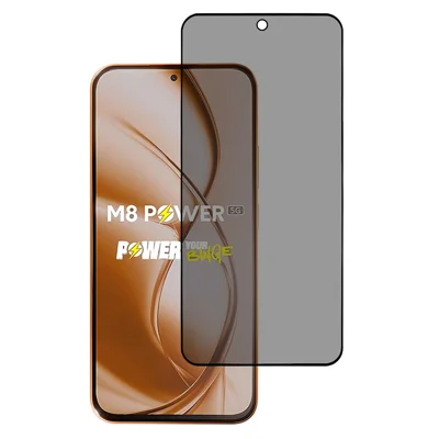 For Xiaomi Poco M8 Power 5G Anti-Spy Screen Protector Silk Printing High Aluminium-Silicon Glass Film