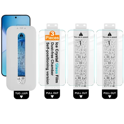 IMAK til Oppo Reno16 Pro 5G (Global) / Oppo Reno16 5G (Global) 3 stk. Fuldt dækkende skærmprotector, iskristal-temperet glasfilm med støvfri installationsværktøj (fingeraftryksaflåsning) - Transparent
