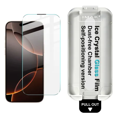 IMAK för iPhone 16 Pro Max Skärmskydd Ice Crystal Anti-scratch Härdat Glasfilm med dammfri installationsverktyg - Transparent