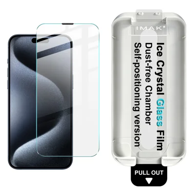 IMAK voor iPhone 15 Pro Max Screen Protector Ice Crystal krasbestendige gehard glasfolie met installatiegereedschap zonder stof - Transparant