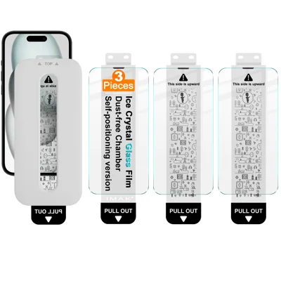 IMAK für iPhone 15 3 Stück Displayschutzfolie Eis-Kristall Anti-Kratz Gehärtetes Glas mit staubfreiem Montagewerkzeug – Transparent