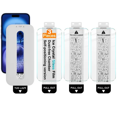 IMAK per iPhone 16 3 Pezzi Pellicola Protettiva in Vetro Temperato Cristallo di Ghiaccio Anti-Graffio con Strumento di Installazione Senza Polvere - Trasparente