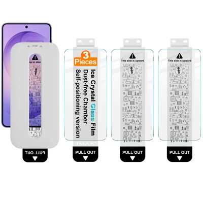  IMAK for Samsung Galaxy S26 3Pcs Screen Protector Ice Crystal Tempered Glass Film with Dust-free Installation Tool (Fingerprint Unlock) - Transparent