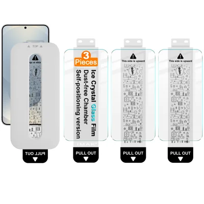 IMAK pour Samsung Galaxy S25 / Galaxy S24 3 pièces Protecteur d'écran Verre trempé Cristal de glace avec outil d'installation sans poussière (déverrouillage par empreinte digitale) - Transparent