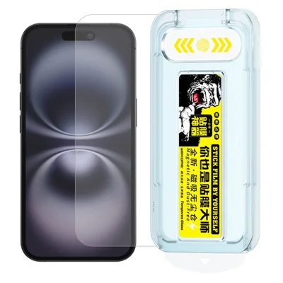 WEKOME WTP-034 For iPhone 16 Screen Protector 0.33mm Full Coverage High-Aluminium Silicon Glass Film with Automatic Alignment Dust-Free Tool - Transparent