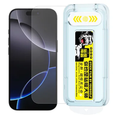 WEKOME WTP-034 for iPhone 16 Pro Screen Protector 0.33mm Full Coverage High Aluminium-Silicon Glass Film with Automatic Alignment Dust-Free Tool - Transparent