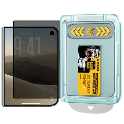 WEKOME WTP-034 for iPhone Duo Anti-Spy Screen Protector 0.33mm Full Coverage Privacy High Aluminium-Silicon Glass Film with Automatic Alignment Dust-Free Tool - Black