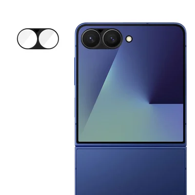  For Samsung Galaxy Z Flip8 Full Cover Camera Lens Protector Silk Print HD Anti Fingerprint AR Tempered Glass Lens Film - Black
