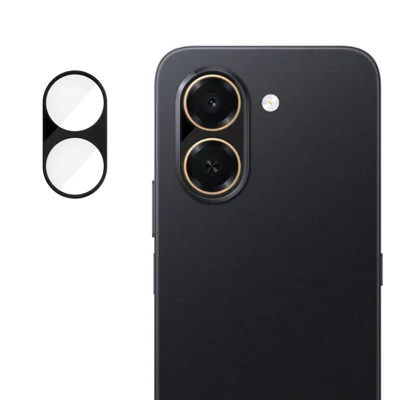 للهاتف Honor X7e 4G واقي عدسة الكاميرا الخلفية بالكامل بطباعة حريرية عالية الدقة مقاوم لبصمات الأصابع زجاج مقوى معالج بصريًا - أسود
