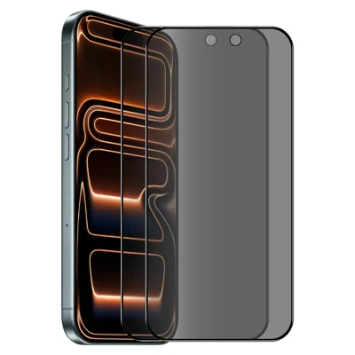 ENKAY HAT PRINCE 2 stuks voor iPhone 17 Pro Privacy Screen Protector 28-graden Anti-Spionage Silk Printing Gehard Glas Film - Zwart