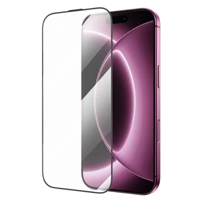 ROCK для iPhone 18 Pro Max, защитная пленка из закаленного стекла, полное покрытие экрана, шелкографическая печать, сверхпрозрачная, с полным нанесением клея - прозрачная