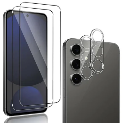 2Pcs For Samsung Galaxy A17 5G  /  A17 4G Screen Protector 2.5D Arc Edge High Clarity Tempered Glass Film with Camera Lens Film - Transparent