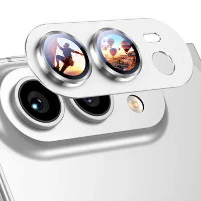  For iPhone Duo Camera Lens Protector Aluminum Alloy+Tempered Glass One-Piece Design AR+AF Anti-Reflective Lens Film - Silver