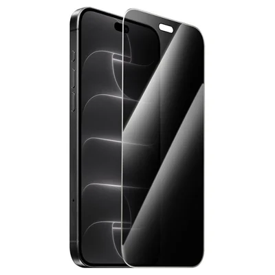 HOCO A44 for iPhone 18 Pro Privacy Screen Protector Full Coverage High Aluminium-silicon Glass + Stainless Steel Frame Anti-Peeping Film - Silver