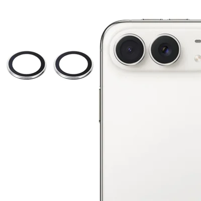 1 Set Protecteur d'objectif pour iPhone Duo , Film d'objectif en verre trempé HD entièrement couvrant - Argent
