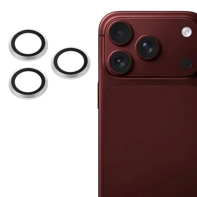 1 Set Protezione Obiettivo Fotocamera per iPhone 18 Pro Max / 18 Pro, Pellicola Proteggi Obiettivo con Anello in Metallo e Vetro Temperato Rialzato - Argento