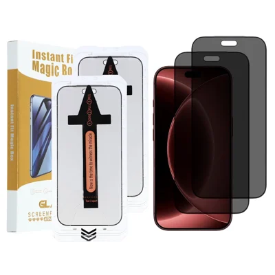 2 Pezzi per iPhone 18 Pro Max Protettore Schermo Antispy in Vetro di Silicio Alluminio Alto con Strumento per Rimozione Polvere