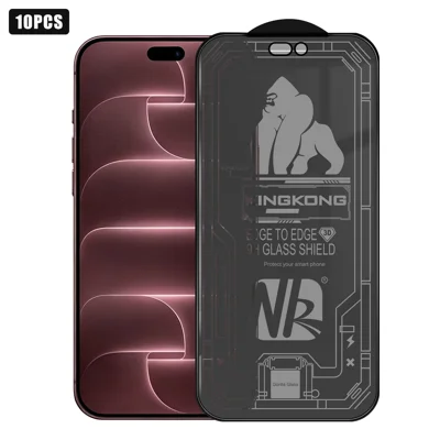  For iPhone 18 Pro Max 10Pcs 360 Degree Anti-Spy Full Screen Protector 3D Large Arc Edge High Aluminium-silicon Glass Film - Black