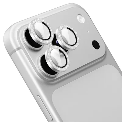 HOCO V18 per iPhone 18 Pro / 18 Pro Max Set di protezioni per obiettivo della fotocamera in vetro 3D scintillante in alluminio-silicio + pellicola per obiettivo HD in lega di alluminio - Argento