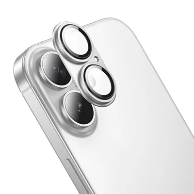 HOCO V16 para iPhone 17 Protector de Lente de Cámara AF + AR de Vidrio de Alta Alúmina-Silicio + Marco de Aleación de Aluminio, Película de Lente de Cobertura Completa - Plata