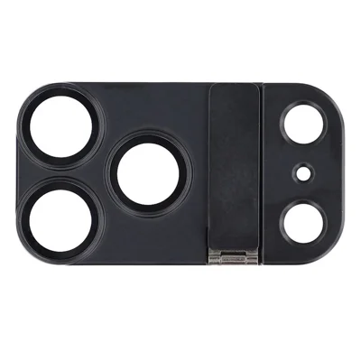 Para iPhone 18 Pro Max AG Proteção de Lente de Câmera com Moldura Metálica Fosca, Vidro Temperado com Tecnologia AR+AF Anti-reflexo e Anti-impressão Digital, com Suporte Oculto - Preto
