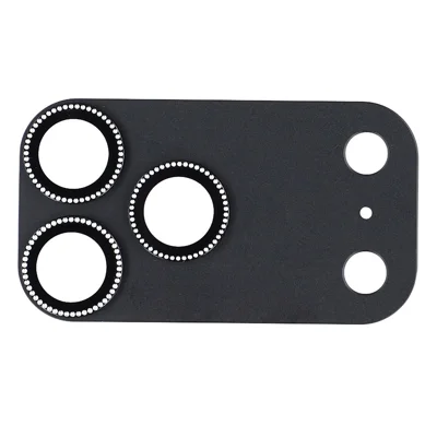 Protetor de Lente de Câmera para iPhone 18 Pro Max AG Mate AR+AF Vidro Temperado Anti-Reflexo Filme de Lente com Moldura Metálica e Decoração de Strass - Preto