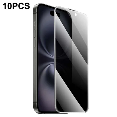 HOCO G20 10Pcs for iPhone 16  /  15 Privacy Screen Protector Anti Spy High Aluminium-silicon Glass Full Screen Film (No Edge Version) - Black