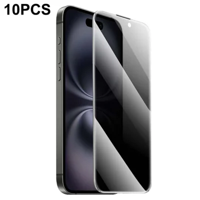 HOCO G20 10Pcs for iPhone 16 Plus  /  15 Plus Privacy Screen Protector Anti Spy High Aluminium-silicon Glass Full Screen Film (No Edge Version) - Black