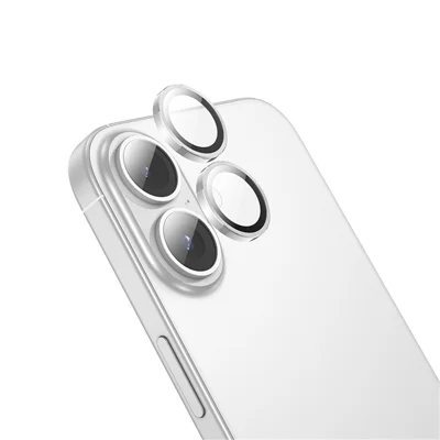 HOCO V12 Plus for iPhone 16  /  16 Plus Camera Lens Protector 3D Full Coverage 0.33mm Aluminum Alloy AF AR Treatment Tempered Glass Lens Film - Silver