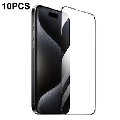HOCO G5 10Pcs for iPhone 16 Pro Screen Protector Full Coverage Silk Printing 2.5D Edge 0.33mm HD High Aluminium-silicon Glass Film - Black