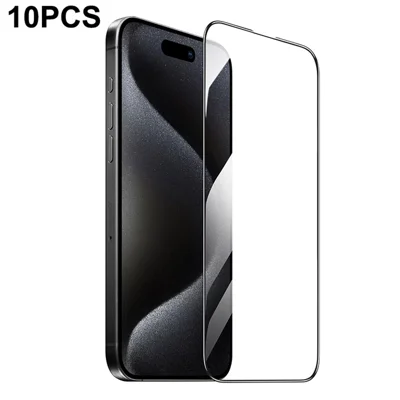HOCO G5 10 stuks voor iPhone 16 Pro Max Screenprotector Volledige Dekking Zijde-afdruk 2.5D Rand 0,33 mm HD Hoog Aluminium-silicium Glasfolie - Zwart
