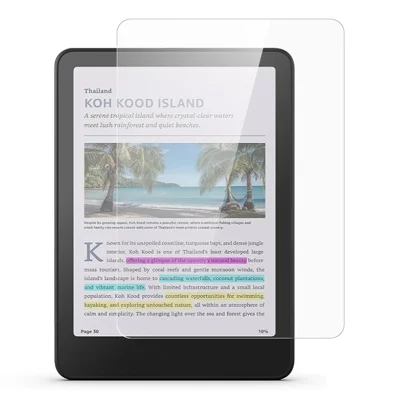 Película de vidrio templado para Amazon Kindle Colorsoft (2026), protector de pantalla completo HD de 0,3 mm con borde curvo - Transparente